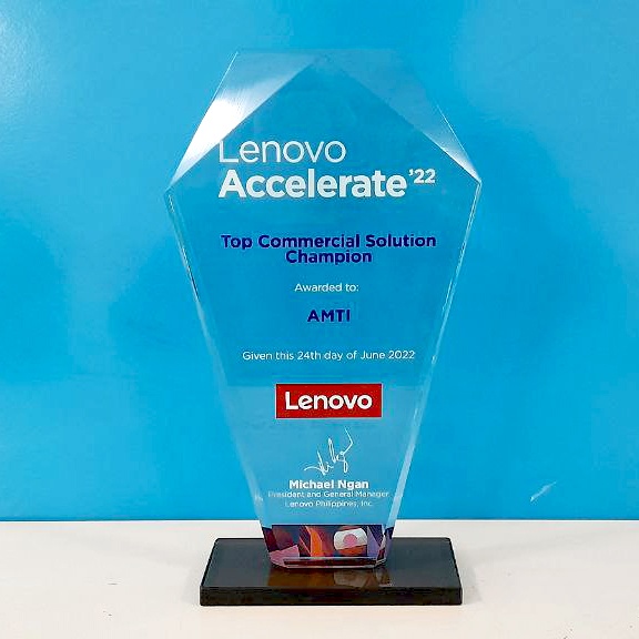 AMTI received the 2022 President's Club Award and Top Commercial Solution Champion from Lenovo