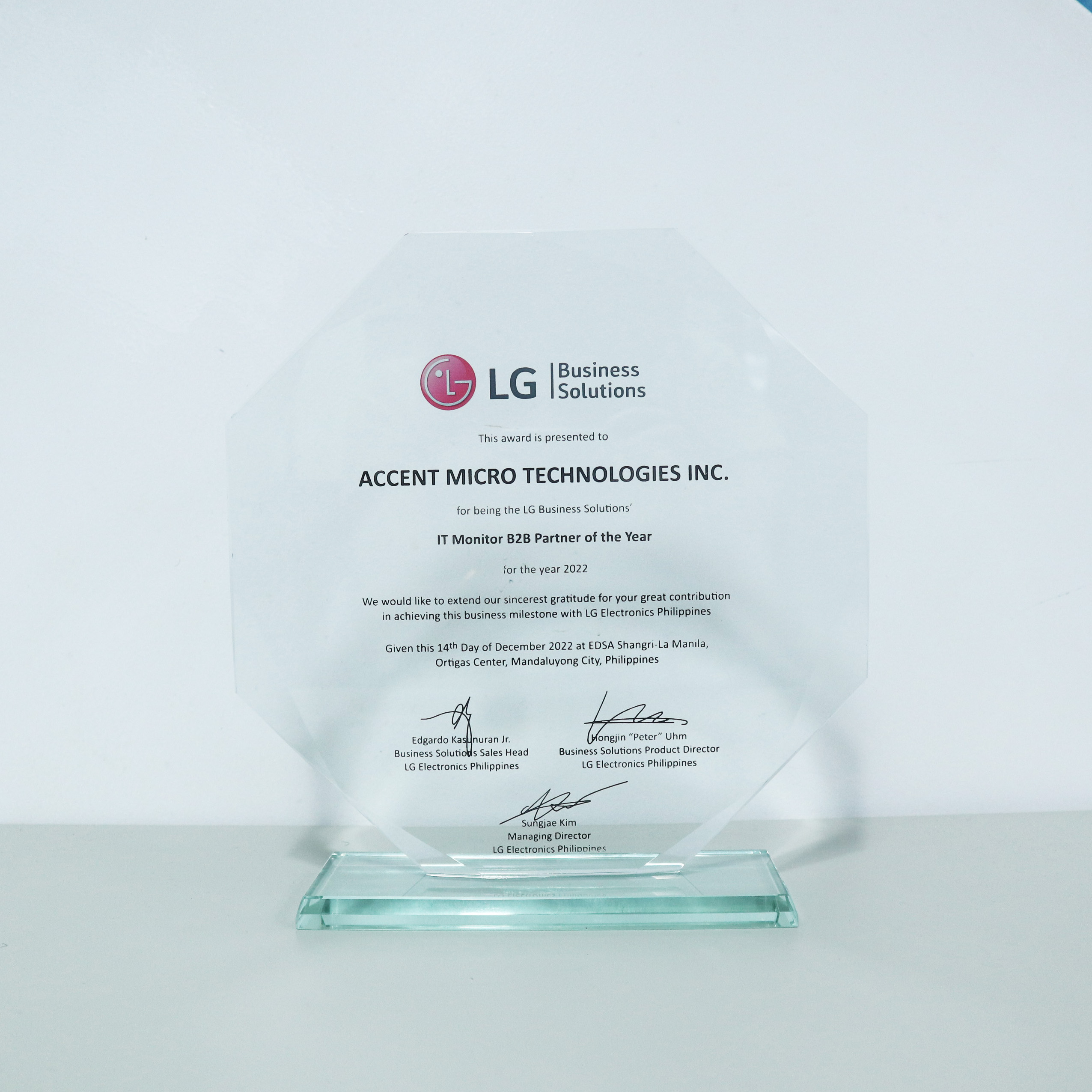 AMTI won the 2022 LG IT Monitor B2B Partner of the Year